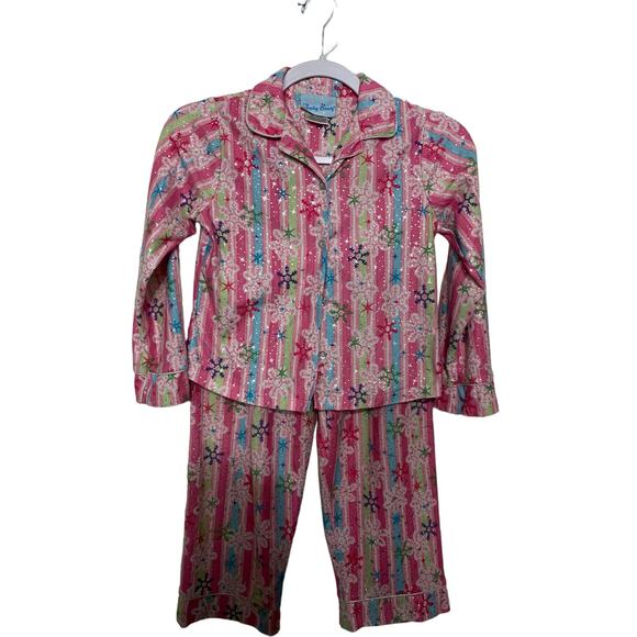 SLEEPING BEAUTY Girl's 2PC Pajama Set Size 10 Pink Snowflake - Picture 1 of 6